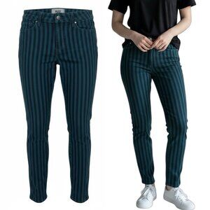 Paige Skyline Ankle Peg Skinny Jeans Sz 28 Royal Teal London Stripe 0899208-1623